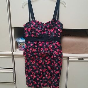 New polka dot dice pinup dress with peplum size M